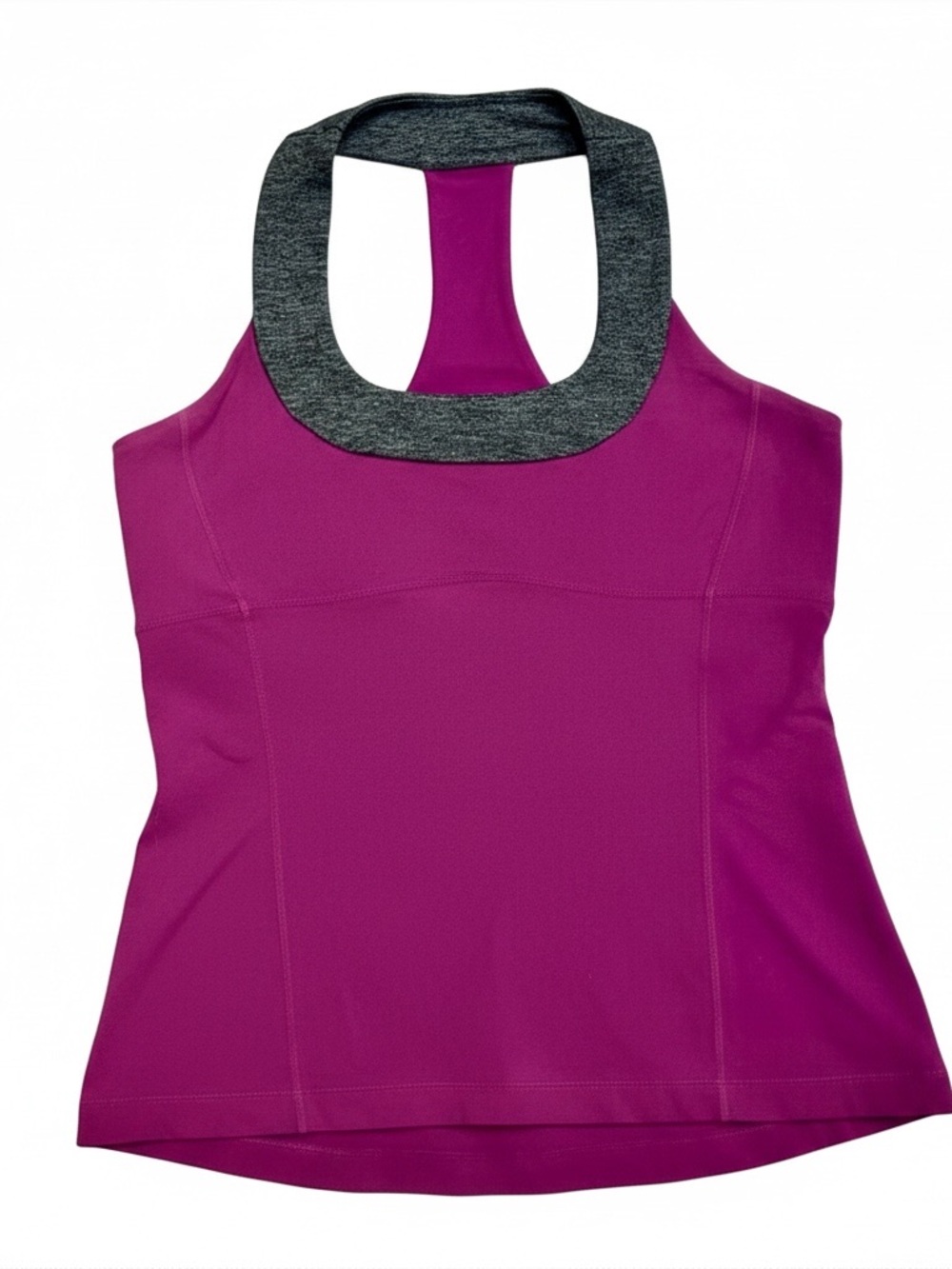 Lululemon Scoop Neck Tank Top Size 12 Racerback Built-In Shelf Bra Burgundy Gray